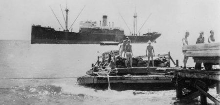 Entladung der SS North Haven auf Wilkes Island, 1935