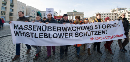 Protest in Solidarität mit Edward Snowden in Berlin (2014)