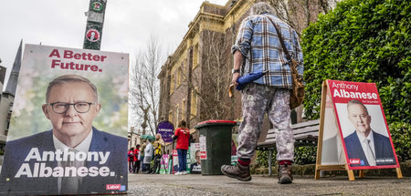 Das Wahlsystem behindert Kleinparteien: Plakate des Labor-Kandid...