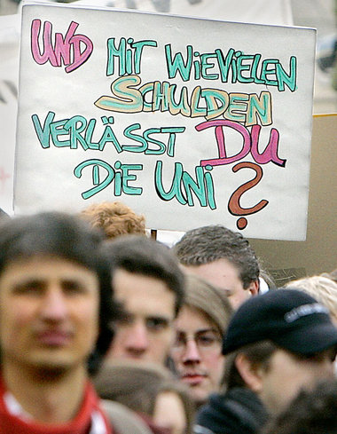 Protest gegen Studiengebühren Ende 2005 in Düsseldorf