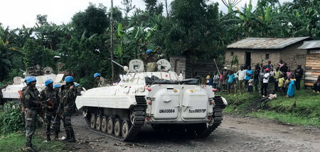 UN-Truppen in der DR Kongo patrouillieren nahe Rangira in der Pr...