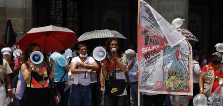 Mexikanische Gewerkschafter auf einer 1.-Mai-Demo dieses Jahr in...