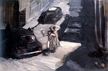 Harald Metzkes, Raspe, 1981, Öl auf Leinwand, 60x90cm