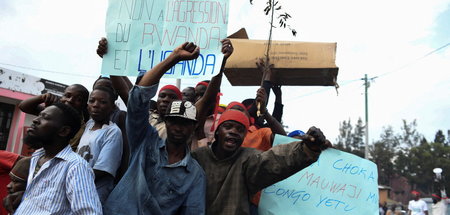 Aufgeheizte Stimmung: Demonstration zur Unterstützung der kongol...