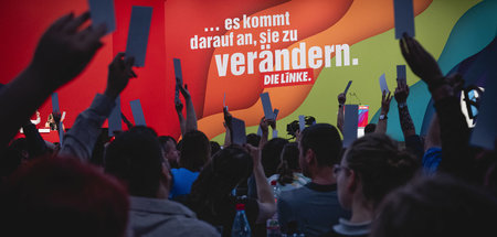 Mit Marx-Zitat in Richtung »Regierungsfähigkeit«: Delegierte bei... Mit Marx-Zitat in Richtung »Regierungsfähigkeit«: Delegierte bei...