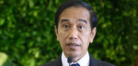 Indonesiens Staatschef Joko Widodo bei einer Pressekonferenz in 