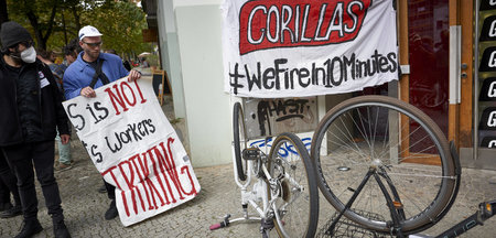 Protest von Gorillas-Beschäftigten in Berlin (6.10.2021) Protest von Gorillas-Beschäftigten in Berlin (6.10.2021)