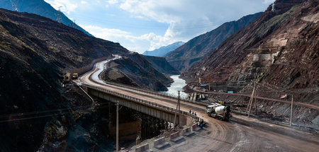 Der Rogun-Staudamm im zentralasiatischen Tadschikistan (November...