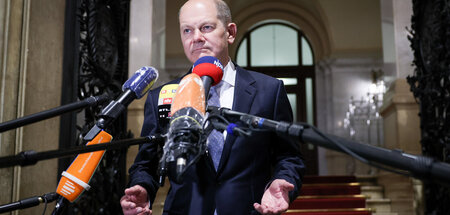 Olaf Scholz, damals Bundesfinanzminister, nach der Befragung dur...