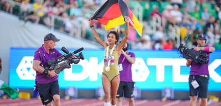 Eine von zwei Medaillen für die BRD: Malaika Mihambo holte in Eu...
