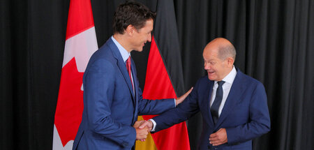 Kanzler Scholz (r.) am Montag auf Kumpeltour bei Kanadas Premier...