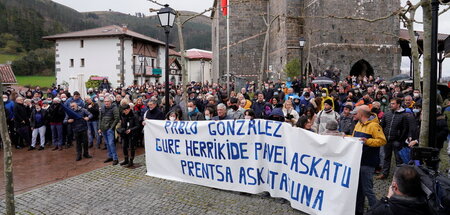 Kundgebung für die Freilassung von Pablo González in seinem Heim...