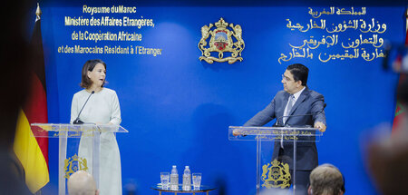 Außenministerin Baerbock bei der gemeinsamen Pressekonferenz mit...