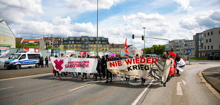 Schon 2020 protestierten Aktivisten vom Bündnis »Rheinmetall ent...