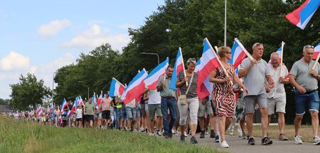 Flüchtlingsfeindlicher Protest am 21. August im niederländischen...