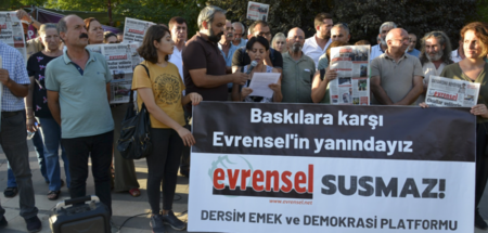 Solidarität mit Evrensel: Kundgebung am vergangenen Freitag in D...