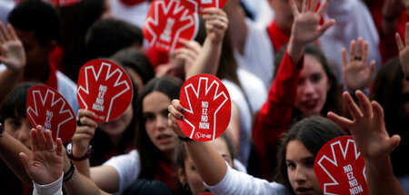 Protest gegen sexualisierte Gewalt im Rahmen des San-Fermín-Fest...