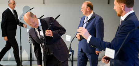 Dietmar Woidke, Olaf Scholz, Reiner Haseloff und Michael Kretsch...