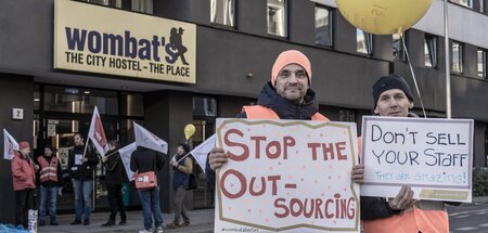 Die Belegschaft des Berliner Hostels kämpfte jahrelang (hier geg...