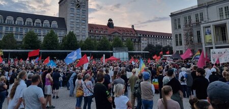 Demonstranten auf dem Augustusplatz