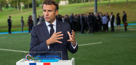Frankreichs Präsident Macron am Donnerstag bei der Eröffnung des... Frankreichs Präsident Macron am Donnerstag bei der Eröffnung des...