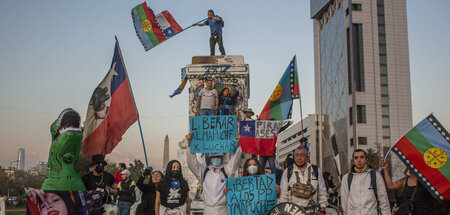 Demonstranten in Santiago de Chile (4.9.2022)