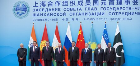 Die Staatschefs der am Treffen der Shanghai-Organisation beteili...