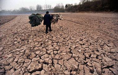 Der ausgetrocknete Xiliu-See in der Provinz Henan