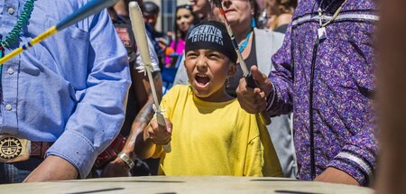 Lautstark: Indigene aus dem US-Bundesstaate North Dakota protest...
