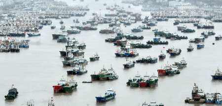 Vor dem Sturm: Fischereihafen von Zhoushan, China (13.9.2022)