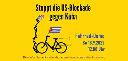 Gegen die Blockade des sozialistischen Kuba: Fahrraddemo von der...