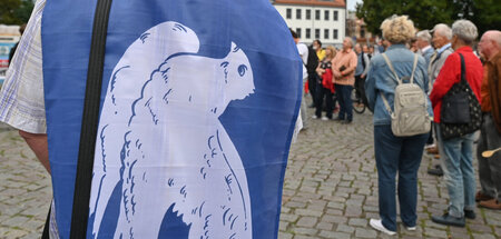 Unter Beobachtung: Teilnehmer einer »Dienstagsdemo« in Frankfurt... Unter Beobachtung: Teilnehmer einer »Dienstagsdemo« in Frankfurt...