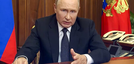 Wladimir Putin während seiner TV-Ansprache am Mittwoch