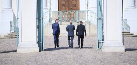 Die führenden Vertreter der Ampelkoalition vor Klausurtagung im ...