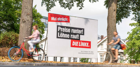Ein Wahlplakat der Partei Die Linke im niedersächsischen Oldenbu...