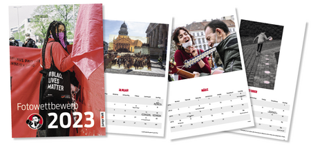 Kämpferisch durch das Jahr 2023 mit dem Kalender zum jW-Fotowett