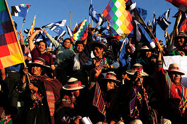 Jubel in Cochabamba/Bolivien: Unterstützer von Evo Morales’ »Bew...