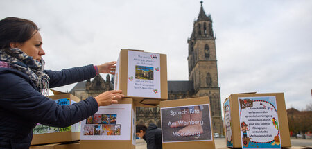 In Magdeburg protestierten die Teilnehmer des Aktionstags »Sprac...