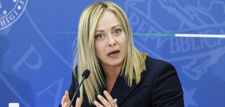 Die italienische Ministerpräsidentin Giorgia Meloni am Montag na
