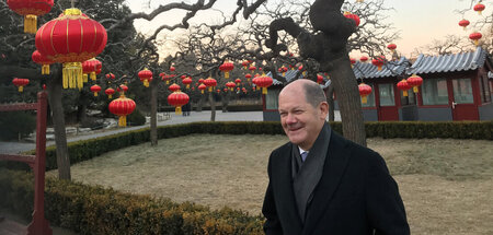 Im Visier der China-Gegner: Olaf Scholz beim Besuch der Verboten...