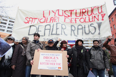 Am Sonnabend demonstrierten Anwohner gegen die offene Drogenszen...