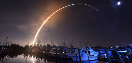 Start der neuen Mondrakete der NASA, von Merrit Island aus geseh...