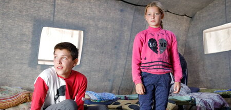 Kinder in einer temporären Unterbringung in der russischen Oblas...