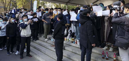 Protest an der Tsinghua-Universität in Beijing am Sonntag
