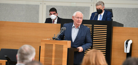 Oskar Lafontaine bei seiner letzten Rede im saarländischen Landt...