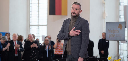 Lyriker, »Friedenskämpfer«: Sergij Schadan nach seiner Preisrede...