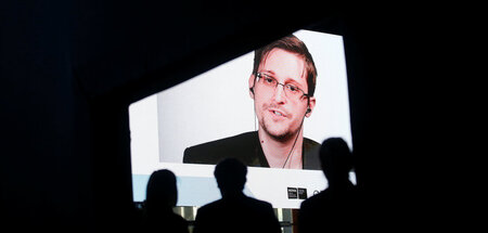 Whistleblower Edward Snowden in einer Videoübertragung (30.5.201...