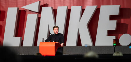 Hoffnung auf die Trendwende: Martin Schirdewan auf einem Linke-P...