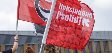 Geringe Dynamik: Mitglieder der Linksjugend bei einer Demonstrat...