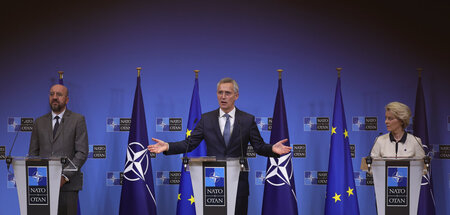 Charles Michel, Präsident des Europäischen Rates, NATO-Chef Jens...